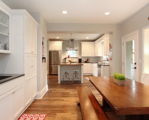 farmhouse kitchen with white cabinetry