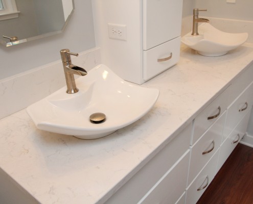 quartz countertop in bathroom