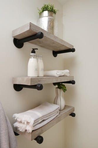 reclaimed open shelves